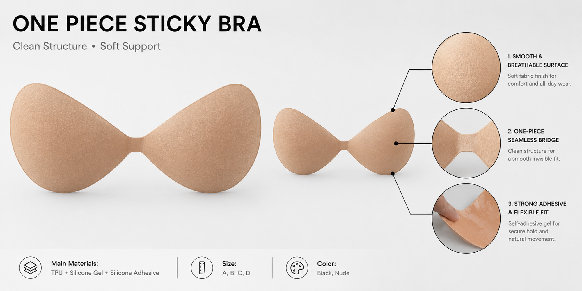 one piece sticky bra
