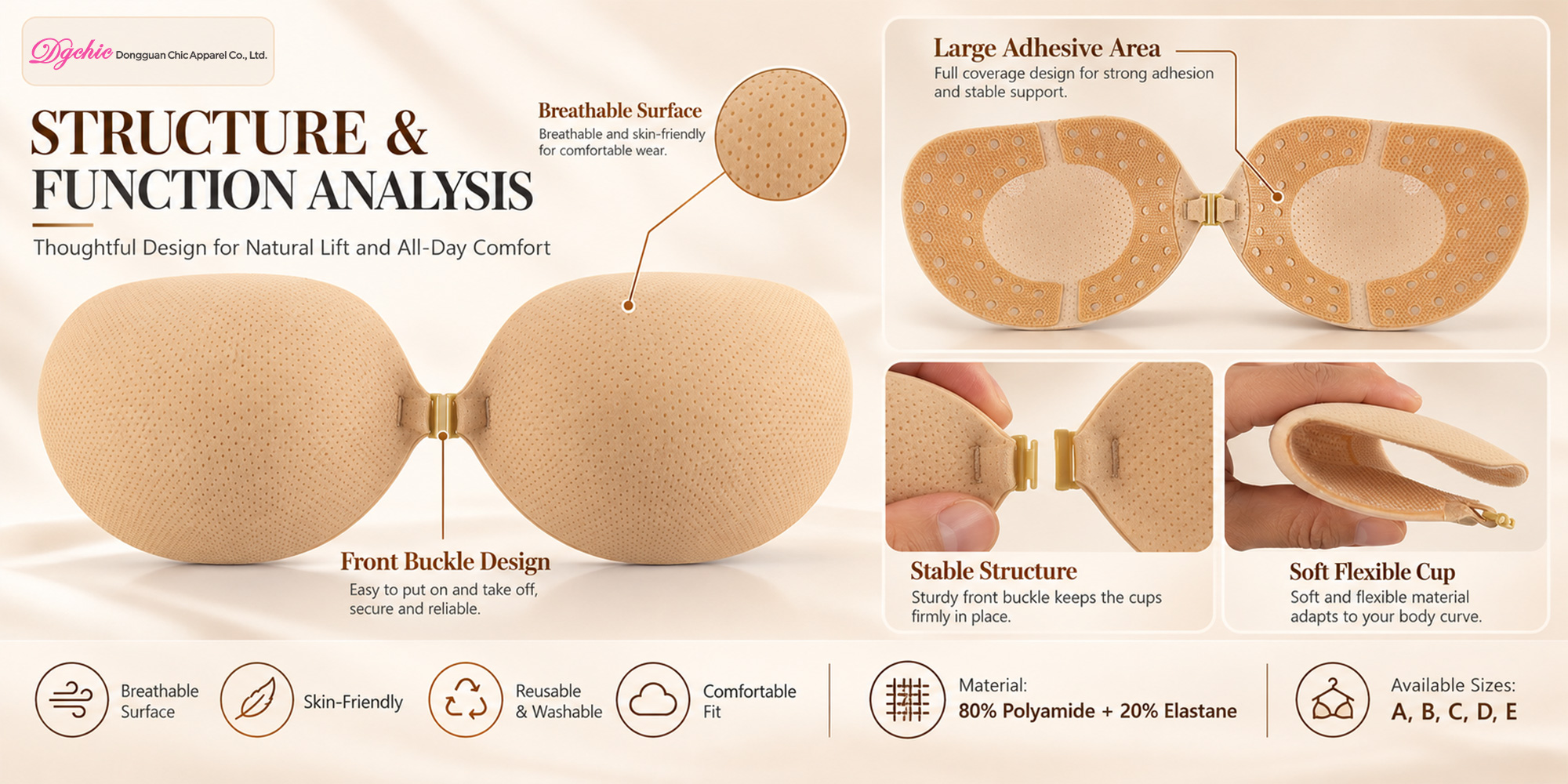 breathable adhesive bra